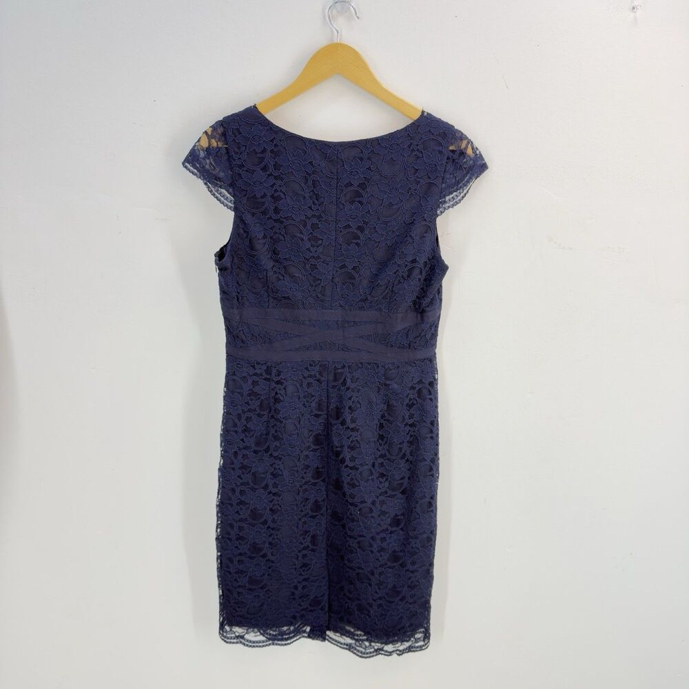 New Antonio Melani blue short sleeve lace mini sheath dress size 8 - Picture 2 of 16